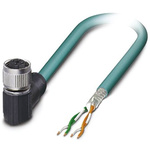 Phoenix Contact Cat5 Right Angle Female M12 to Unterminated Ethernet Cable, Blue PUR Sheath, 5m