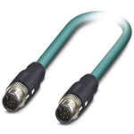 Phoenix Contact Cat5 Straight Male M12 to Straight Male M12 Ethernet Cable, Blue PUR Sheath, 500mm