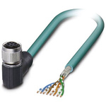 Phoenix Contact Cat5 Right Angle Female M12 to Unterminated Ethernet Cable, Blue PUR Sheath, 5m