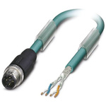Phoenix Contact Cat5 Straight Male M12 to Unterminated Ethernet Cable, Blue PUR Sheath, 10m
