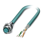 Phoenix Contact Cat5 Straight Female M12 to Unterminated Ethernet Cable, Blue PUR Sheath, 5m