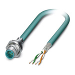 Phoenix Contact Cat5 Straight Male M12 to Unterminated Ethernet Cable, Blue PUR Sheath, 500mm