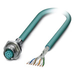Phoenix Contact Cat5 Straight Female M12 to Unterminated Ethernet Cable PUR Sheath, 1m