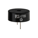 RS PRO 95dB Through Hole Continuous Internal Piezo Buzzer, 23.5 (Dia.) x 9.5mm, 3V dc Min, 30V dc Max