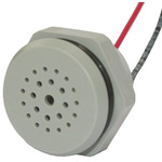Sonitron 93dB Panel Mount Continuous External Buzzer, 36.5 (Dia.) x 26mm, 5V dc Min, 80V dc Max