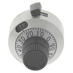 Vishay 22.2mm Silver Potentiometer Knob for 6mm Shaft Splined, 18B11B010