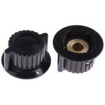 RS PRO 28.4mm Black Potentiometer Knob for 6.35mm Shaft Splined