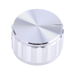 RS PRO 25mm Silver Potentiometer Knob for 6.4mm Shaft Splined