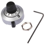 Vishay 25.4mm Chrome Potentiometer Knob for 6.35mm Shaft Splined, 11A41B010
