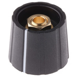 Sifam 21mm Black Potentiometer Knob for 6.35mm Shaft Splined, S211 250BK