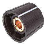 Sifam 21.5mm Black Potentiometer Knob for 6mm Shaft Splined, S211 006BK