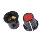 RS PRO 11.6mm Black, Red Potentiometer Knob for 3.2mm Shaft
