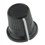 RS PRO 11.6mm Black Potentiometer Knob for 3.2mm Shaft Splined