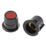 RS PRO 12mm Black, Red Potentiometer Knob for 4mm Shaft Splined