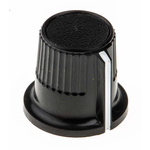 RS PRO 12mm Black Potentiometer Knob for 4mm Shaft Splined
