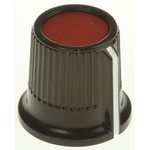 RS PRO 16.2mm Black, Red Potentiometer Knob for 3.2mm Shaft Splined