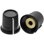 RS PRO 16mm Black, Grey Potentiometer Knob for 3.2mm Shaft Splined
