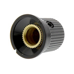 RS PRO 16mm Black Potentiometer Knob for 6.4mm Shaft Splined
