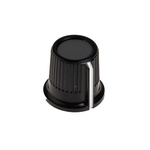 RS PRO 16.2mm Black, Grey Potentiometer Knob for 6.35mm Shaft Splined