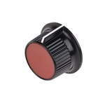RS PRO 28mm Black, Red Potentiometer Knob for 6.35mm Shaft Splined