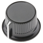 RS PRO 28mm Black, Grey Potentiometer Knob for 6.4mm Shaft Splined