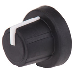 Sifam 18.9mm Black Potentiometer Knob for 6mm Shaft Splined, 3/03/TPN130-006/237/224