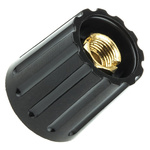 RS PRO 14.7mm Black Potentiometer Knob for 6.4mm Shaft Screw Fix
