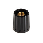 RS PRO 14.7mm Black Potentiometer Knob for 6.4mm Shaft Screw Fix