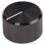 RS PRO 20mm Black Potentiometer Knob for 6.4mm Shaft Splined
