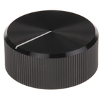 RS PRO 30mm Black Potentiometer Knob for 6.4mm Shaft Splined
