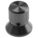RS PRO 19mm Black Potentiometer Knob for 6.4mm Shaft Splined