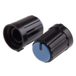 RS PRO 13.3mm Black Potentiometer Knob for 6mm Shaft Splined