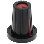 RS PRO 17mm Black Potentiometer Knob for 6.4mm Shaft D Shaped