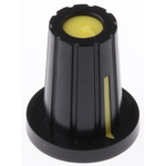 RS PRO 17mm Black Potentiometer Knob for 6.4mm Shaft D Shaped