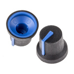 RS PRO 16.8mm Black Potentiometer Knob for 6mm Shaft Splined