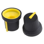 RS PRO 16.8mm Black Potentiometer Knob for 6mm Shaft Splined