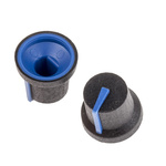 RS PRO 16.8mm Black Potentiometer Knob for 6mm Shaft D Shaped
