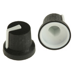 RS PRO 16.8mm Black Potentiometer Knob for 6mm Shaft D Shaped