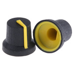 RS PRO 16.8mm Black Potentiometer Knob for 6mm Shaft D Shaped