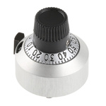 Vishay 22.2mm Chrome Potentiometer Knob for 6.35mm Shaft Splined, 18A11B10