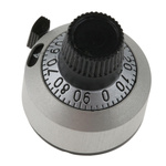 Vishay 22.2mm Chrome Multiturn Dial for 6.35mm Shaft Splined, 18-A-11
