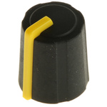 Sifam 11.5mm Black Potentiometer Knob for 6mm Shaft Splined, 3/03/TP110-006/237/239