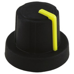 Sifam 18.9mm Black Potentiometer Knob for 6mm Shaft Splined, 3/03/TPN130-006/237/239