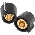Sifam 15.5mm Black Potentiometer Knob for 6.35mm Shaft Splined, SP151 250 BLACK