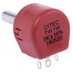 TE Connectivity 5kΩ Rotary Potentiometer 1-Gang Panel Mount, TW1502KA