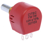 TE Connectivity 10kΩ Rotary Potentiometer 1-Gang Panel Mount, TW1103KA
