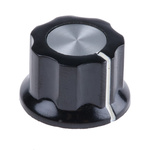 TE Connectivity 19mm Black Potentiometer Knob for 3.2mm Shaft Screw Fix, PKES60B1/8