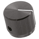 TE Connectivity 18.8mm Black Potentiometer Knob for 6.35mm Shaft Splined, KLN700B1/4