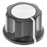 TE Connectivity 21.7mm Black Potentiometer Knob for 6.35mm Shaft, PKES70B1/4