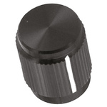 TE Connectivity 12.7mm Black Potentiometer Knob for 6.35mm Shaft Splined, KN500B1/4